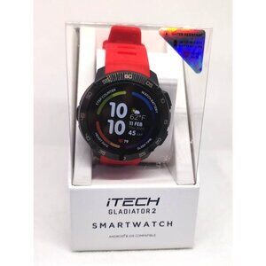 iTech Gladiator 2 Red Band Smartwatch: Android & iOS Compatible | Durable, Light